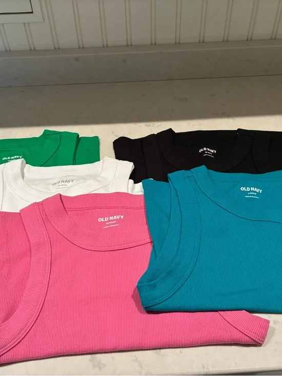 Old Navy Petite Ribbed Cropped Tank Tops - Set of 10 (2 of each color) - Picture 2 of 7